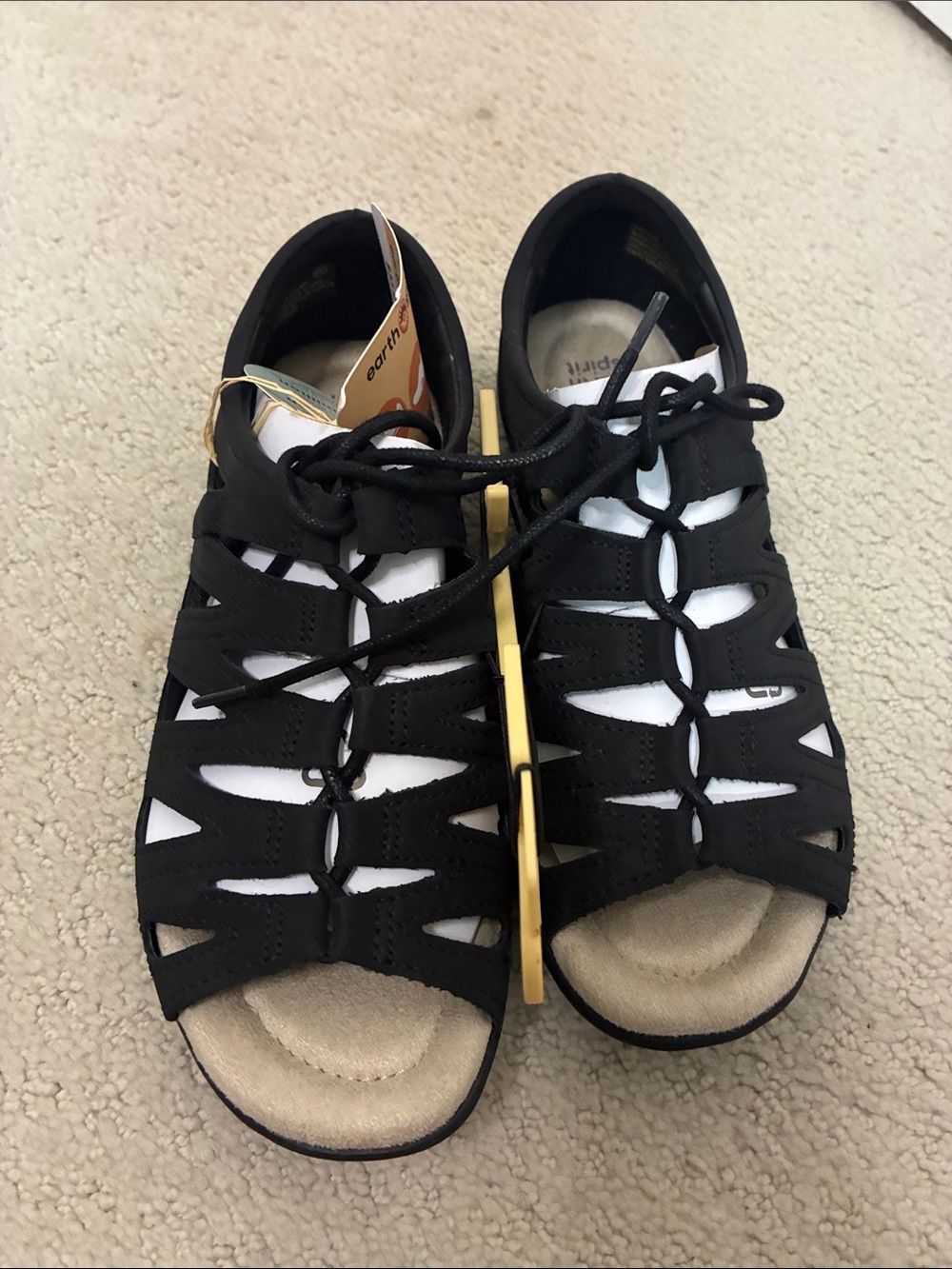 NWT Earth Spirit Iris Black Comfort Sandals Size 6.5 👵MT
